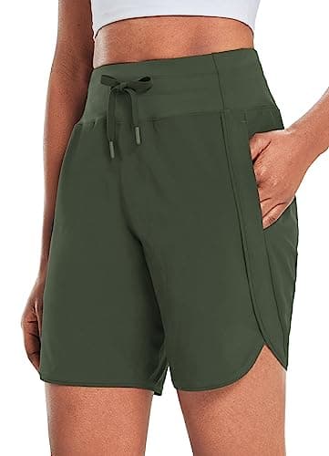 Baleaf Women's Quick Dry Athletic Long Running Shorts for Workout and Gym
| Baleaf Women's High Waisted Zipper Pocket L