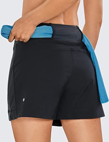 CRZ YOGA Women's Lightweight Mid Rise Hiking Shorts - Stretch for Comfortable Summer Travel Outdoor Activities with Zip
