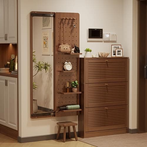 Full Length Wall Mirror with Shelf and Hooks for Entry Way Storage
| Multifunctional Wall Mirror Shelf with Hooks Livin