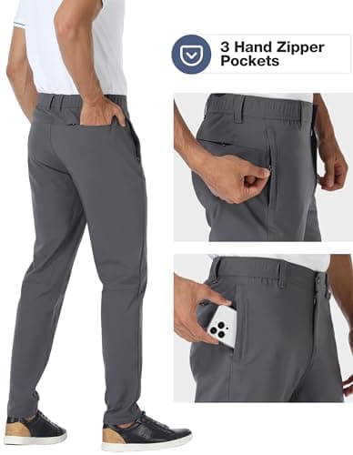 Puli Golf Pants Men Stretch Slim Fit Dress Casual Work Hiking Tapered Waterproof Pants with Pockets
Puli Golf Pants Men