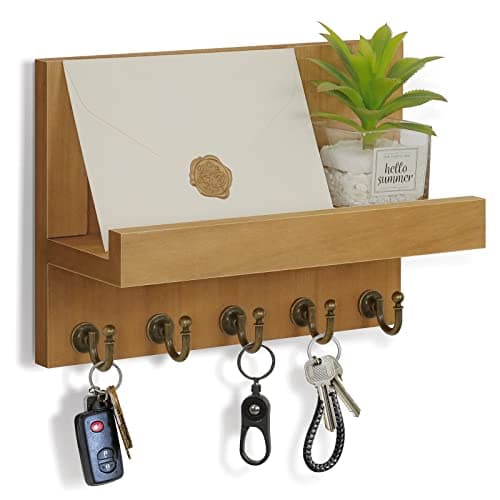 Brown Easy Installation Modern Mail Holder Wall Mount Key Shelf for Hallway Living Room House Decoration