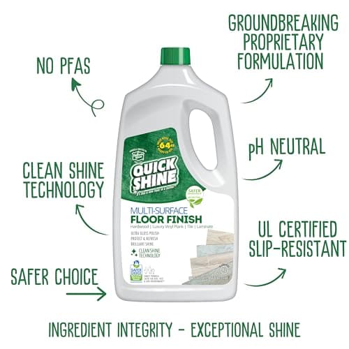 Quick Shine Multi Surface Floor Finish 64oz for Hardwood, Laminate, LVT, Tile & Stone | Shine-Protect-Refresh with Clean