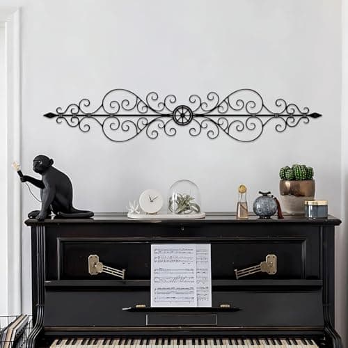 Ruelen Metal Scroll Wall Decor Rustic Iron Wall Medallion for Home Living Room Decor Small Traditional Metal Scroll ArtA