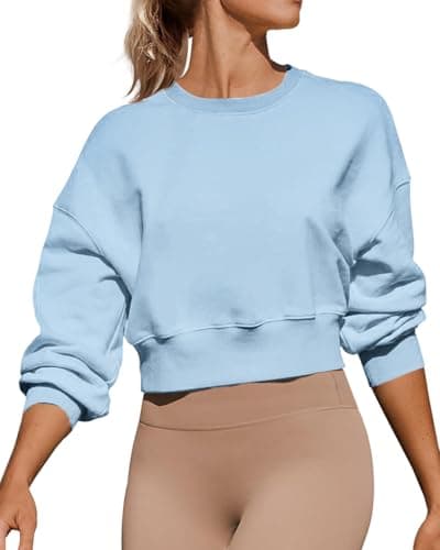 Joywayco Women's Long Sleeve Round Neck Cropped Sweatshirts for Casual Wear with Comfortable Loose Fit
| Joywayco Women