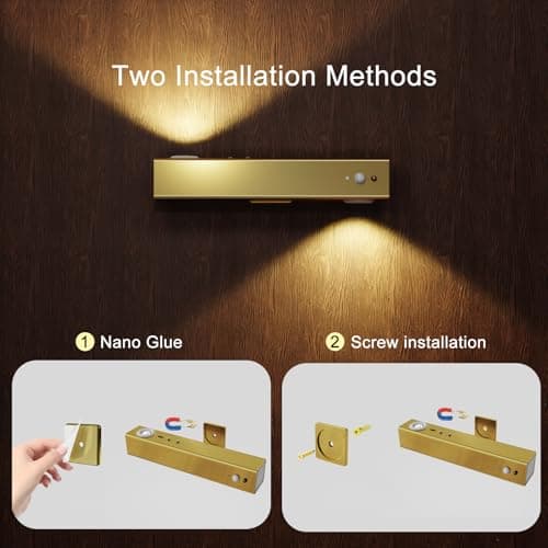 Wireless Motion Sensor Rechargeable Brass Hallway Light with Remote Control -2 Pack
| Rechargeable Magnetic Indoor Bras