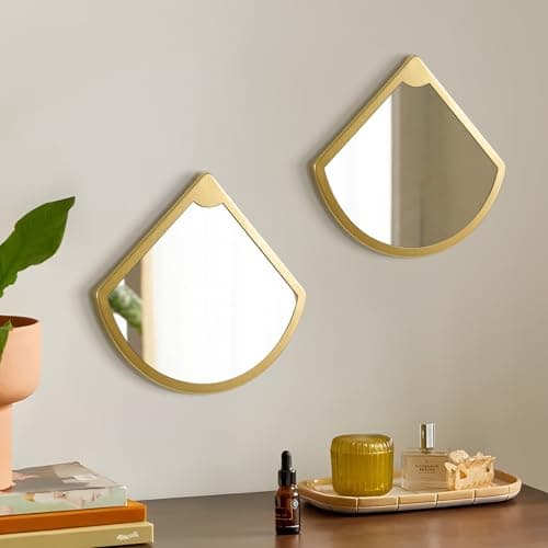Gold Wall Mirror Living Room Decor, Elegant 3PCS Asymmetrical Mirrors for Modern Home Office or Bedroom, Stylish Wall Ar