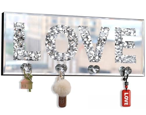 Crush Diamond Mirrored Home Letter Plaque Sign for Wall Decor  
Crush Diamond Mirrored Crystal Clear Hooks Key Holder Ke