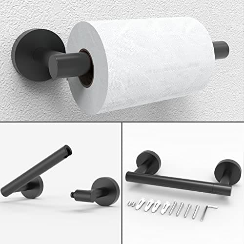 Matte Black SUS304 Stainless Steel Double Post Pivoting Toilet Paper Holder & Towel Ring Bathroom Hardware Set
| Double