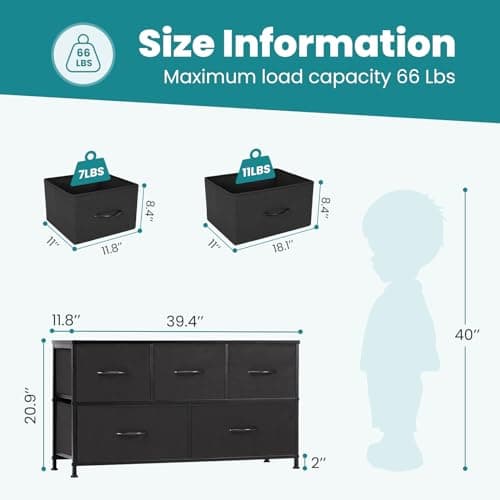 Classic Black OLIXIS Dresser for Bedroom with 5 Drawers
| OLIXIS Storage Organizer Unit with Fabric Bins for Hallway
|