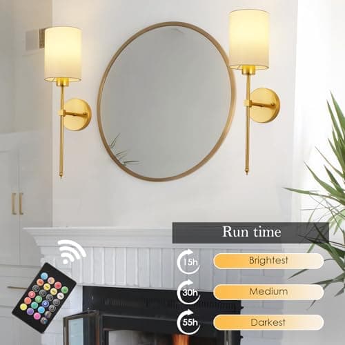 Wireless Rechargeable Amber Wall Sconces Set for Living Room, Bedroom, Entryway
Wireless Rechargeable Dimmable Wall Scon