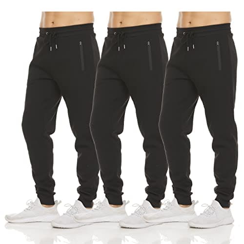 PURE CHAMP Mens Fleece Jogger Sweatpants with Zipper Pocket and Drawstring Size S-3XL for Workout and Everyday Use