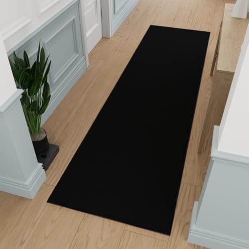 Non Slip Solid Area Rugs for Hallways Black OEKO-TEX STANDARD 100
| Easy to Clean Laundry Rug Runner for Living Room Bl