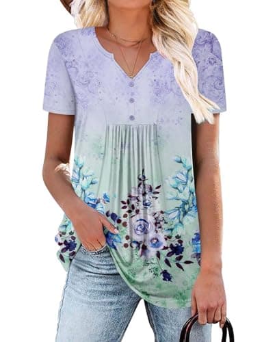 Elegant Women's Short Sleeve Tunics V Neck Button Down Shirts - S-3XL
| Comfortable Women's Short Sleeve Tunics V Neck