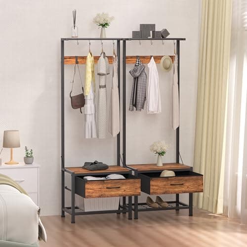 LUMTOK Multi-Purpose Hall Tree Organizer for Living Room and Bedroom (Rustic Brown)
| LUMTOK Hall Tree with Bench and S