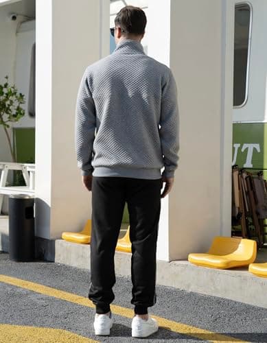LBL Mens Fashion Sweatshirt with Stand Collar Button Pullover Pockets Leading the Better Life