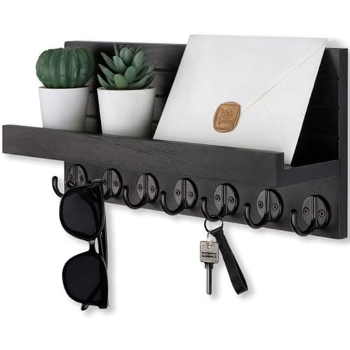 Entryway Key Holder Wall Mount with 7 Hooks for Sunglasses and Dog Leash
| Decorative Key and Mail Organizer Wall Mount
