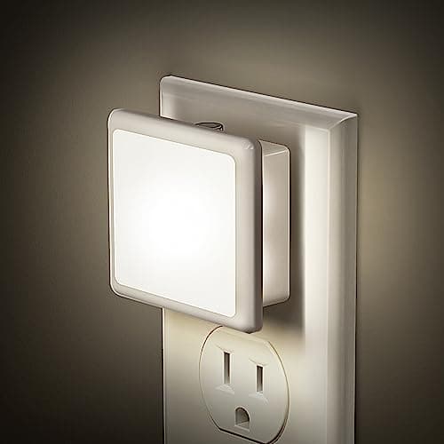 JandCase 2 Pack Night Lights for Bathroom and Hallway, Dusk-to-Dawn Sensor, Soft White LED 3000K