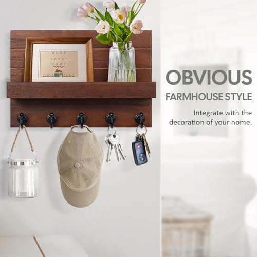 Brown Easy Installation Modern Mail Holder Wall Mount Key Shelf for Hallway Living Room House Decoration