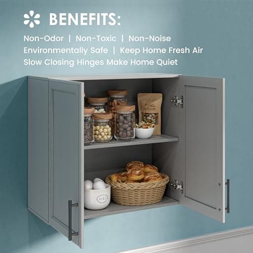 Kitchen and Laundry Wall Storage Cabinet in Grey with Shaker Doors and Shelf
| Grey Wall Amount Cabinet for Kitchen and