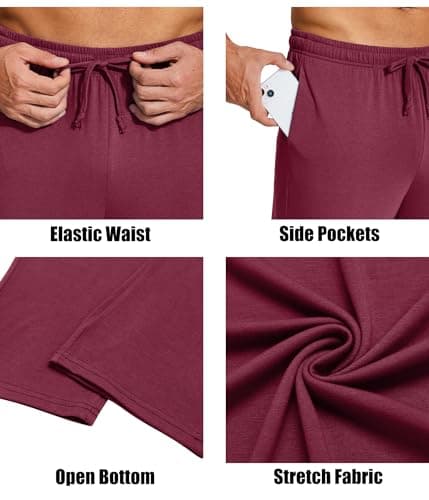 COOFANDY Men's Lightweight Open Bottom Yoga Sweatpants with Pockets Casual Drawstring Lounge Pants