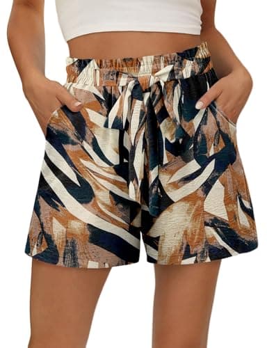 KISSMODA Women's Summer Shorts with Pockets Lightweight High-Waisted Adjustable Tie Knot Loose Casual Short
| KISSMODA