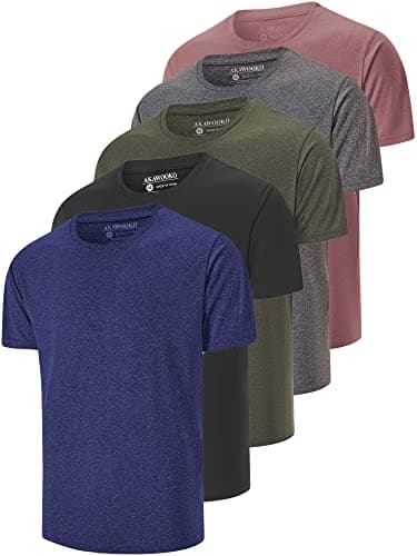 AKAWOOKO Men's Dry Fit T Shirts for Running and Gym Workout
| AKAWOOKO 5 Pack Short Sleeve Tee Shirts for Men Athletes