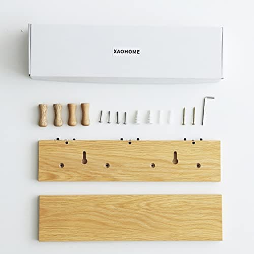 Sturdy Oak Finish Wall Mount Coat Rack with Shelf Save Indoor Space Suitable for Entryway, Mudroom, Kitchen, Bathroom