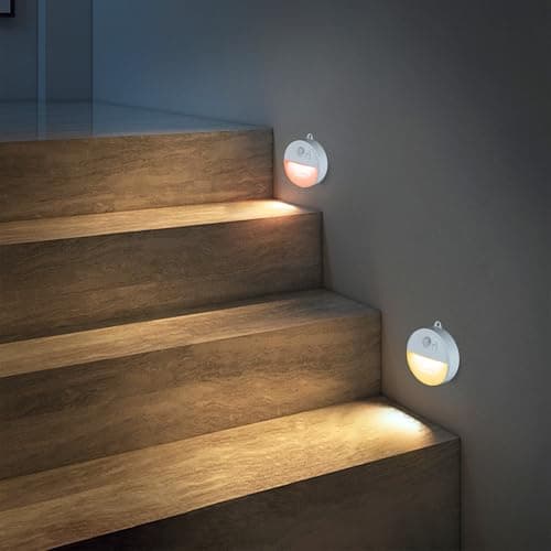 EverBrite LED Motion Sensor Night Light - Cool White, Kitchen & Bathroom, Automated On & Off, 6-Pack with 18 AAA Batteri