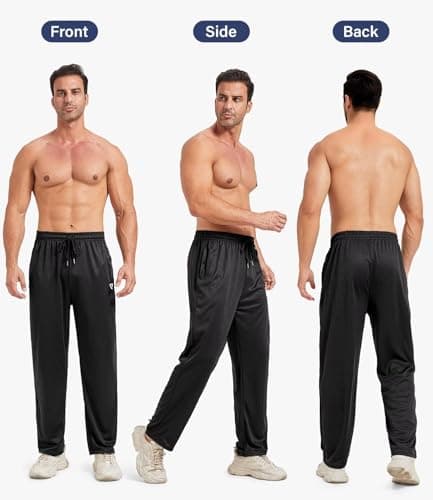 Lomsoe 5 Pack Men's Sweatpants Open Bottom Joggers with Zip Pockets for Men Lively Loose Fit Mesh Athletic Pants for Run