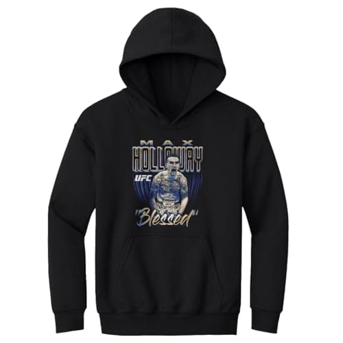 Max Holloway UFC Youth Hoodie Sweatshirt - Combat Performance, Street Style - 500 Level Bitmap WHT