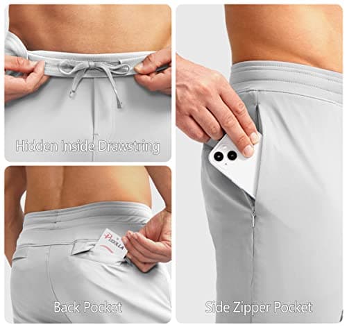 Pudolla Men's Stretch Sweatpants with Zipper Pockets Casual Joggers for Men Golf Slim Fit Work