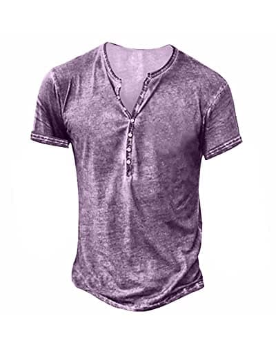 Beautyshow Mens Distressed Henley Shirts Casual Button Down for Men Retro Short Sleeve Tee Shirts