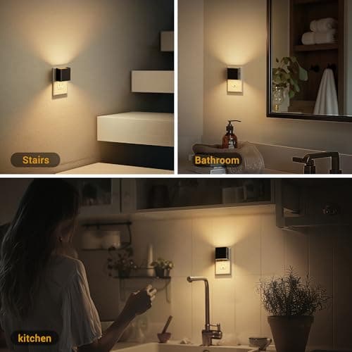 JandCase Automatic Night Lights Plug into Wall for Kids Bathroom Hallway Kitchen Bedroom Decor
| JandCase 2 Pack Modern