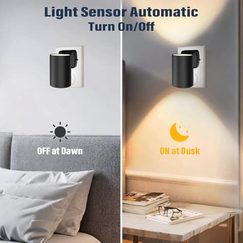 ETL Certified Warm White Night Lights, Dusk to Dawn Sensor, Adjustable Brightness Nightlight for Kids, Hallway, Stairway