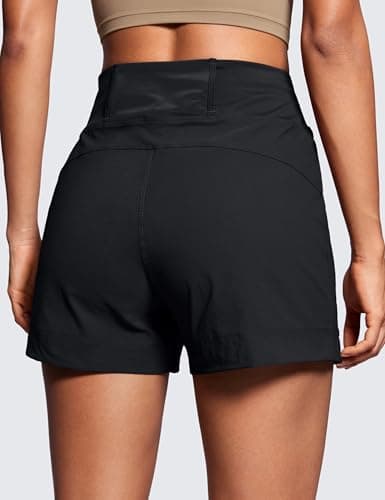 CRZ YOGA Women's Lightweight Mid Rise Hiking Shorts - Stretch for Comfortable Summer Travel Outdoor Activities with Zip