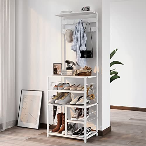 GiftGo Vintage Large 5-Tier Hall Tree with Console Table for Home Office Bedroom (Greige)  
GiftGo Vintage Large 5-Tier