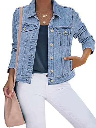 Luvamia Women's Stretch Fitted Long Sleeves Denim Jean Jacket for Casual Wear
| Luvamia Women's Basic Button Down Stret
