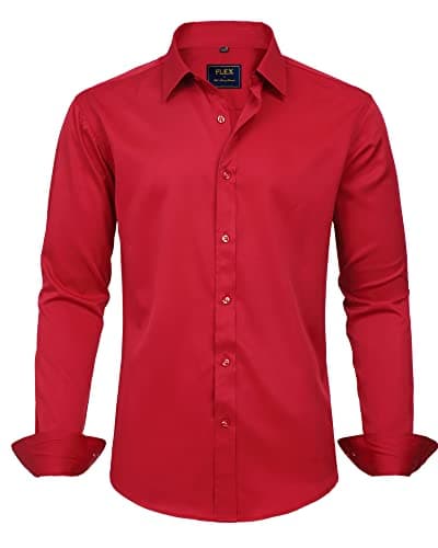 Men's Solid Long Sleeve Stretch Wrinkle-Free Formal Shirt J.VER Business Casual Button Down
| J.VER Men's Long Sleeve S