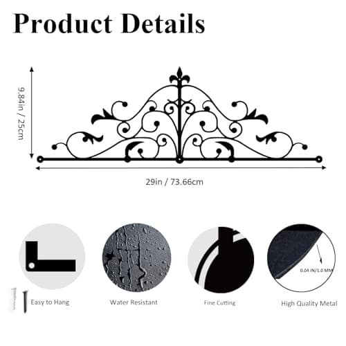 DUOOLN Metal Scroll Wall Decor for Modern Living Room and Bedroom
| Arched Iron Vine Wall Decor Art for Indoor and Outd