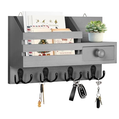 Black Wooden Adhesive Mail and Key Organizer with Drawer for Wall Mount
| Wall Mount Wooden Adhesive Key Holder with Dr