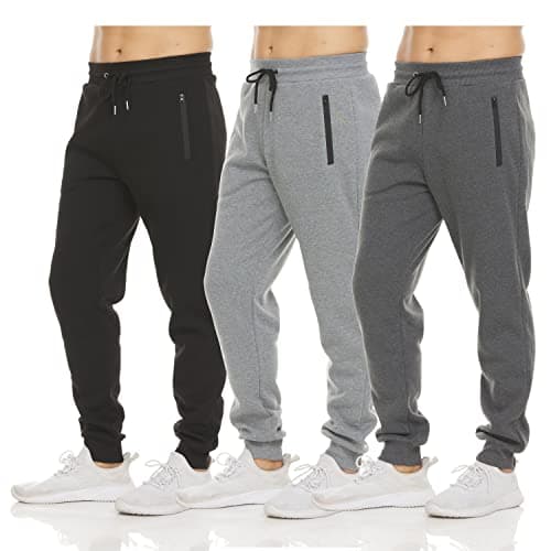 PURE CHAMP Mens Fleece Jogger Sweatpants with Zipper Pocket and Drawstring Size S-3XL for Workout and Everyday Use