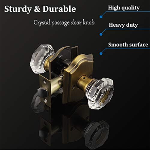 Gobrico Heavy Duty Crystal Glass Door Knobs 6 Pack for Interior Room Keyless Snowflake Handle Antique Brass Finish
| Go