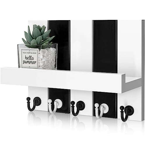 Rustic Key Holder with Shelf for Farmhouse Decor - Living Room Organizing Hook (Retro Brown, |54" D x 10" W x 7.28" H)