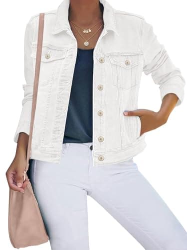Luvamia Women's Stretch Fitted Long Sleeves Denim Jean Jacket for Casual Wear
| Luvamia Women's Basic Button Down Stret