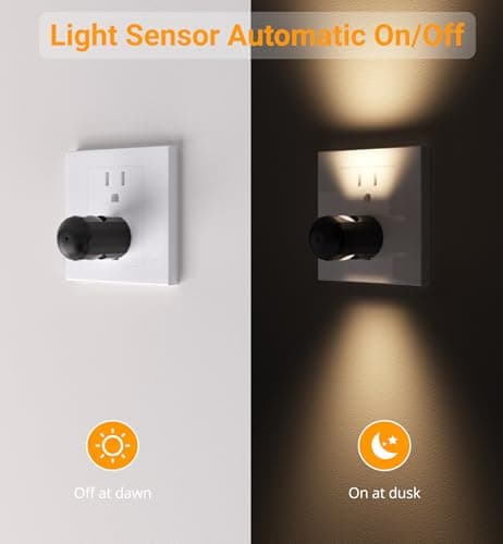 Best 6 Pack LED Night Lights with Dusk to Dawn Sensor for Kids' Bedroom and Bathroom, Non-Dimmable, 3000K Soft White  
V