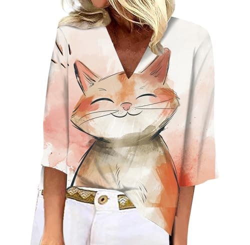 Women's Animal Leopard Print 3/4 Sleeve V Neck Summer Floral Boho Trendy Tops
| Women's Leopard Print 3/4 Sleeve V Neck