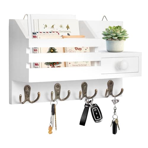 Black Wooden Adhesive Mail and Key Organizer with Drawer for Wall Mount
| Wall Mount Wooden Adhesive Key Holder with Dr