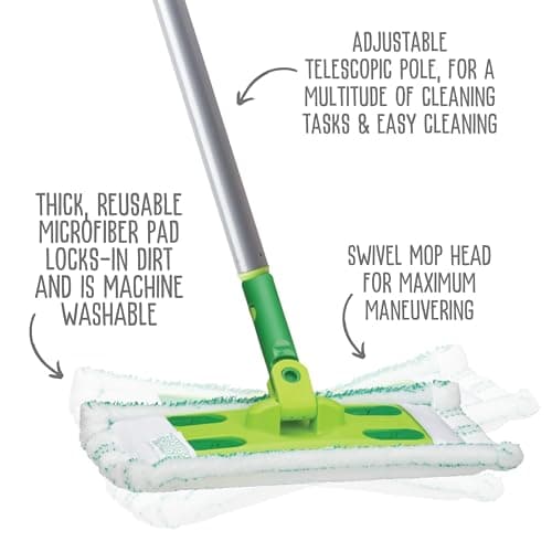 Quick Shine Hardwood Floor Clean + Polish Mop Kit for Safer Home Use | Use Wet + Dry | pH Neutral Formula