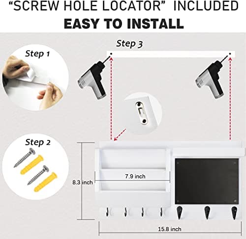 Wall Mount Key Holder Organizer - Decorative Hanging Rack with Hooks for Home Entry Living Room Storage