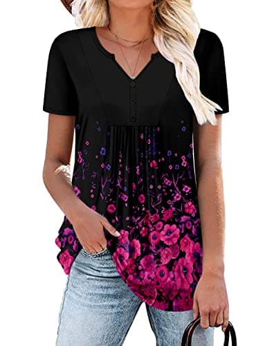 Elegant Women's Short Sleeve Tunics V Neck Button Down Shirts - S-3XL
| Comfortable Women's Short Sleeve Tunics V Neck